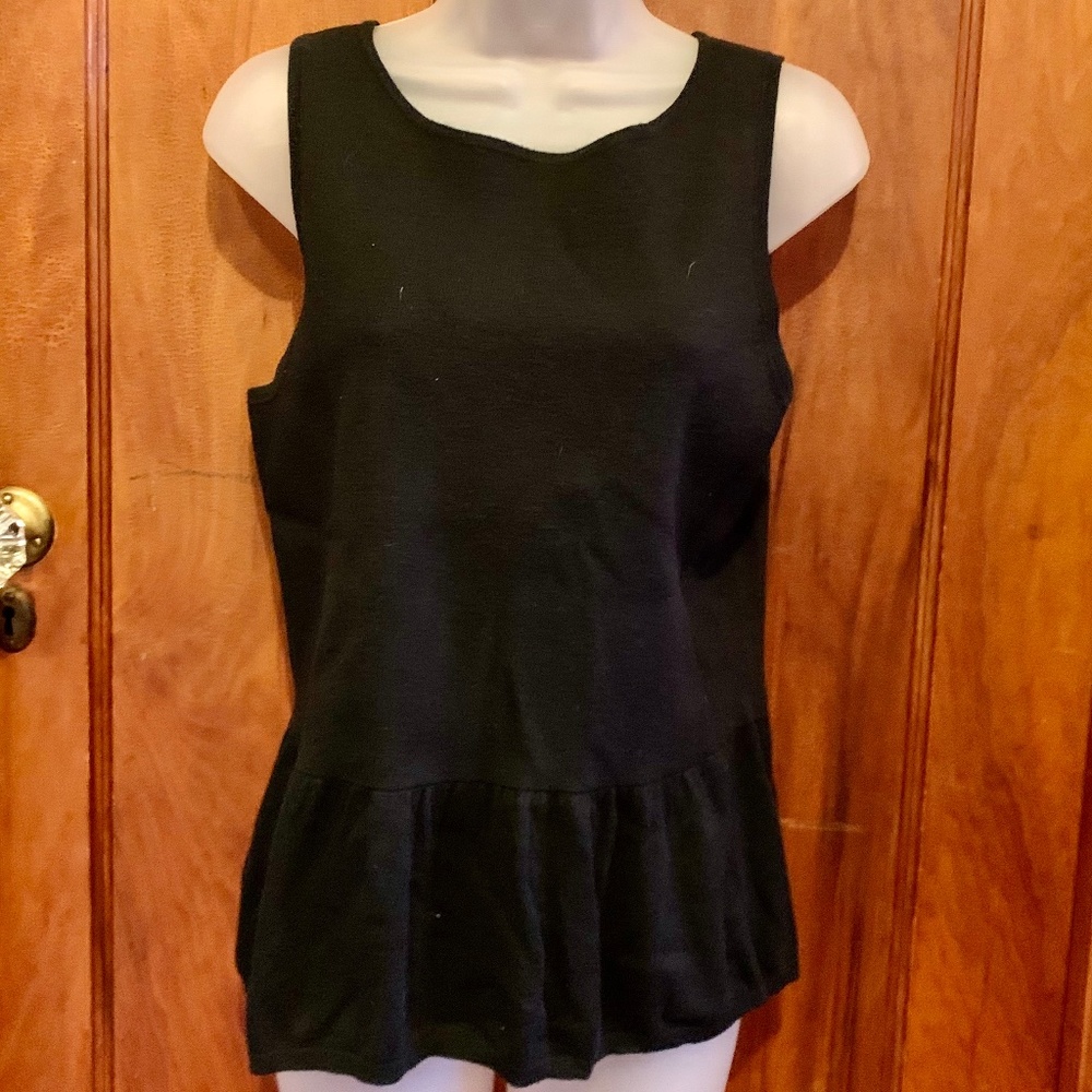 "LOFT" black, lt. wt. sweater, w/bottom ruffle, M